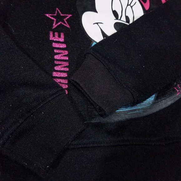 Disney Minnie Mouse Black & Sparkling Pink Hoodie - Picture 4 of 9